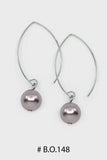 Boucles d'oreilles tige perle grise # B.O. 148