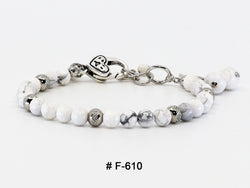 Bracelet Fermoir  # F-610   ( pierre 6mm howlite)