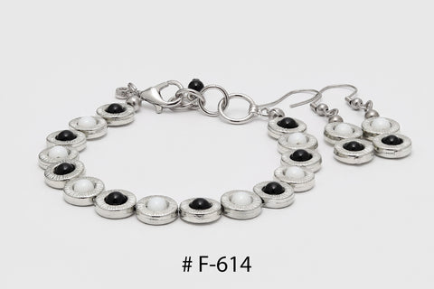 Bracelet Fermoir  # F-614 noir/blanc