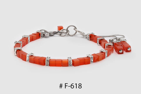 Bracelet Fermoir  # F-618 cube orange