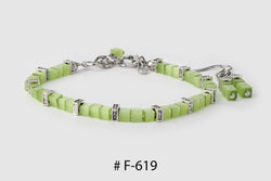 Bracelet Fermoir  # F-619 cube vert lime