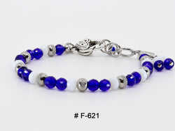 Bracelet Fermoir  # F-621 royal   ( pierre 6mm cristal)